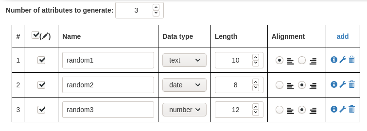 attruibutes/columns view